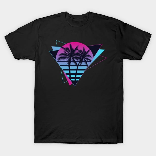 Retro 80s 90s Vaporwave Aesthetic Palm Trees Sunset T-Shirt by Violette Graphica